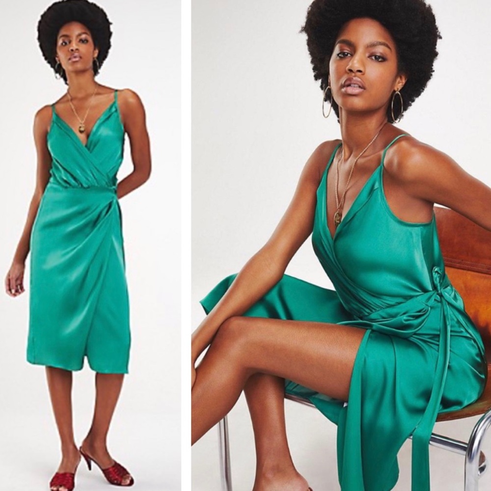Zendaya X Tommy Green Satin Wrap Dress Size 4